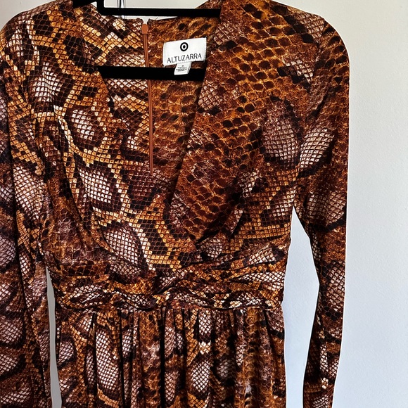 Altuzarra Women's Dress Brown Snake Skin Print Empire Waist - Picture 2 of 3
